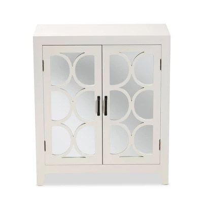 Garcelle Wood And Mirrored Glass 2 Door Sideboard White - Baxton Studio 4 Garcelle Wood And Mirrored Glass 2 Door Sideboard White - Baxton Studio - Image 2