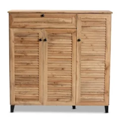 Coolidge Wood 3 Door Storage Cabinet With Drawer Oak Brown - Baxton Studio -Baxton Studio GUEST a6bf2d7c 99e0 427d 9de5 d598e38b3ffd