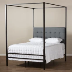 Queen Eleanor Vintage Industrial Finished Metal Canopy Bed Black - Baxton Studio -Baxton Studio GUEST a6e1c624 de63 45e7 b9c9 3491eea064c7