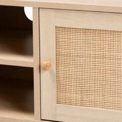 Sebille Wood With Natural Rattan 2 Door TV Stand For TVs Up To 45" Light Brown - Baxton Studio -Baxton Studio GUEST a724b82b 5f72 4c55 8ec3 3c58e0fe0b00