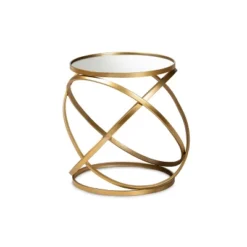 Desma Glam With Luxe Metal And Mirrored Glass End Table Gold - Baxton Studio