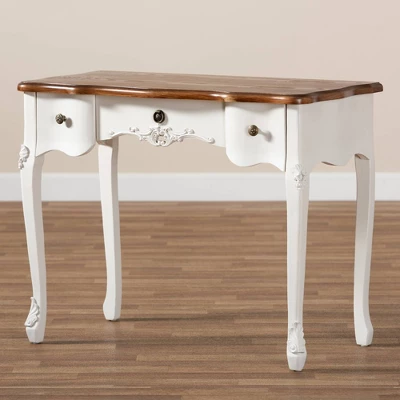 Sophie Small 3 Drawer Wood Console Table White/Brown - Baxton Studio 9 Sophie Small 3 Drawer Wood Console Table White/Brown - Baxton Studio - Image 7