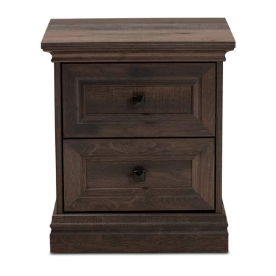 Nolan 2 Drawer Wood Nightstand Brown/Black - Baxton Studio 4 Nolan 2 Drawer Wood Nightstand Brown/Black - Baxton Studio - Image 2