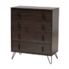 Baldor Wood Metal 4 Drawer Bedroom Chest Dark Brown - Baxton Studio