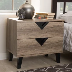 Swanson Modern And Contemporary Wood 2 - Drawer Nightstand - Light Brown - Baxton Studio -Baxton Studio GUEST a7d3ba75 8d92 42a5 8005 0b26c02513b2