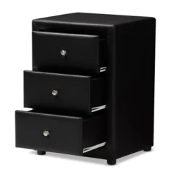 Tessa Faux Leather Upholstered 3 Drawer Nightstand Black - Baxton Studio 17 Tessa Faux Leather Upholstered 3 Drawer Nightstand Black - Baxton Studio -Baxton Studio GUEST a80a54b6 8dd4 4239 9d5e 8d48868ddd4a