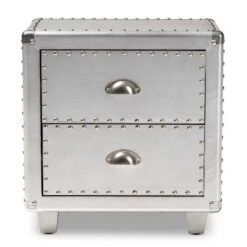 2 Drawer Davet Metal Nightstand Silver - Baxton Studio -Baxton Studio GUEST a81f7709 7942 4983 994e 8bacb997e644