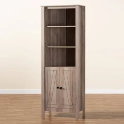 75.4" Derek Wood 2 Door Bookcase Oak - Baxton Studio -Baxton Studio GUEST a83ccd3c 80ff 4a2b b812 83062a0abdc8