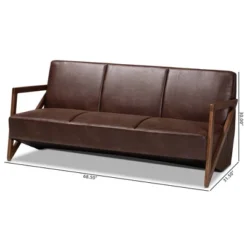 Christa Faux Leather Effect Fabric Upholstered Wood Sofa Dark Brown/Walnut Brown - Baxton Studio -Baxton Studio GUEST a88c2cfa 7fa5 4457 a20e d149d0d9457d