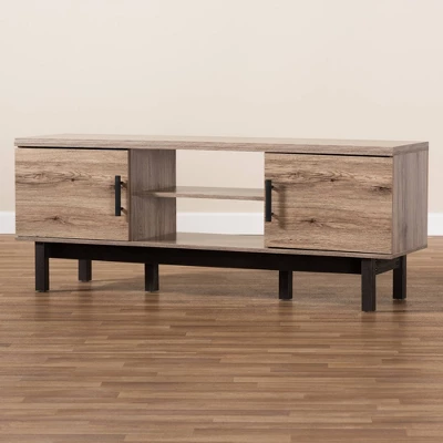 2 Door Arend Two-Tone Wood TV Stand For TVs Up To 55" Brown - Baxton Studio 5 2 Door Arend Two-Tone Wood TV Stand For TVs Up To 55" Brown - Baxton Studio - Image 3