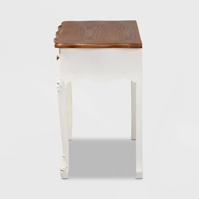 Sophie Small 3 Drawer Wood Console Table White/Brown - Baxton Studio 5 Sophie Small 3 Drawer Wood Console Table White/Brown - Baxton Studio - Image 3