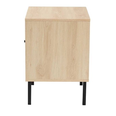 Caterina Wood And Natural Rattan 1 Door End Table Natural Brown/Black - Baxton Studio 6 Caterina Wood And Natural Rattan 1 Door End Table Natural Brown/Black - Baxton Studio - Image 4