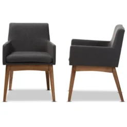 Set Of 2 Nexus Mid Century Modern Walnut Wood Fabric Upholstered Dining Armchair - Baxton Studio -Baxton Studio GUEST aa8d1c8a 9ab0 41e6 91b9 3e6b55d66d77
