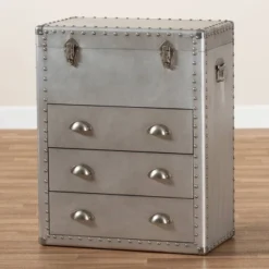Serge Metal 3 Drawer Accent Storage Chest Silver - Baxton Studio -Baxton Studio GUEST ab6fbd94 b6b0 4c00 b539 40f4c5a3892d