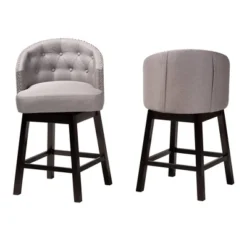 2pc Theron Fabric And Wood Swivel Counter Stool Set - Baxton Studio -Baxton Studio GUEST ab997ba1 d218 41cf 9254 b8108716f5be