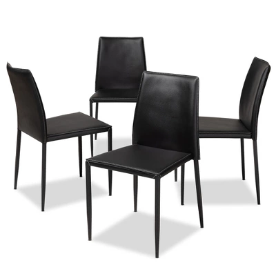 Set Of 4 Pascha Modern And Contemporary Faux Leather Upholstered Dining Chairs - Baxton Studio 7 Set Of 4 Pascha Modern And Contemporary Faux Leather Upholstered Dining Chairs - Baxton Studio - Image 5