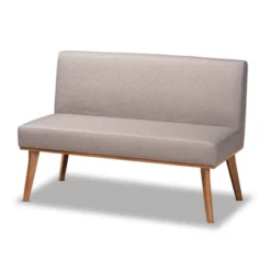 3pc Odessa Mid-Century Modern Fabric Upholstered Wood Dining Nook Set Walnut/Brown/Gray - Baxton Studio -Baxton Studio GUEST ac22076b 53fd 4345 b89f dbc8f2398619