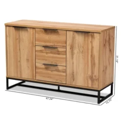 Reid Wood & Metal 3 Drawer Sideboard Buffet Oak/Black - Baxton Studio -Baxton Studio GUEST ac35d1cc 90ec 4450 a26f 1c16c7d2ef0d