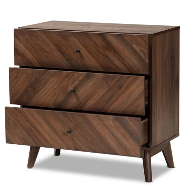 Hartman Wood 3 Drawer Storage Chest Walnut Brown - Baxton Studio 3 Hartman Wood 3 Drawer Storage Chest Walnut Brown - Baxton Studio