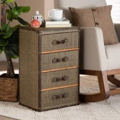 Owen Fabric Upholstered 4 Drawer Accent Storage Cabinet Brown - Baxton Studio -Baxton Studio GUEST ac5caefd 91b6 423e af06 0de12153e7da