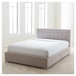 Queen Rene Modern And Contemporary Fabric 4 Drawer Storage Platform Bed - Baxton Studio -Baxton Studio GUEST ac78608d 35e7 47a0 ae4a feed40f3cf76
