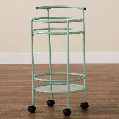 Newell Metal 2 Tier Kitchen Cart Mint Green/Black - Baxton Studio 8 Newell Metal 2 Tier Kitchen Cart Mint Green/Black - Baxton Studio - Image 6