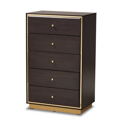 Cormac Wood And Metal 5 Drawer Storage Chest - Baxton Studio 12 Cormac Wood And Metal 5 Drawer Storage Chest - Baxton Studio - Image 10