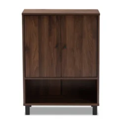 Rossin Walnut Finished 2 Door Wood Entryway Shoe Storage Cabinet Brown - Baxton Studio -Baxton Studio GUEST ae33e992 828c 46e1 a199 41b07b06bfcf