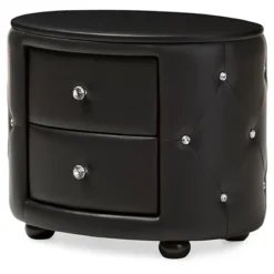 Davina Hollywood Glamour Style Oval 2 - Drawer Faux Leather Upholstered Nightstand - Baxton Studio -Baxton Studio GUEST aeb8a374 8df4 470d b8aa a74019d4d45c