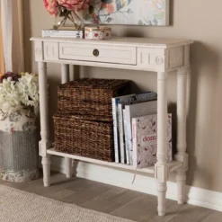 Ariella Whitewashed 1 Drawer End Table White - Baxton Studio 18 Ariella Whitewashed 1 Drawer End Table White - Baxton Studio -Baxton Studio GUEST aed52297 78de 4d6d a374 d1f4dfd27815