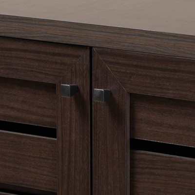 Salma Wood 2 Door Shoe Storage Cabinet Dark Brown - Baxton Studio 6 Salma Wood 2 Door Shoe Storage Cabinet Dark Brown - Baxton Studio - Image 4