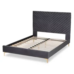 Fabrico Velvet Fabric Upholstered And Metal Platform Bed - Baxton Studio 12 Fabrico Velvet Fabric Upholstered And Metal Platform Bed - Baxton Studio -Baxton Studio GUEST af570355 e7fa 4a48 b0bc 0c600bdb3aff
