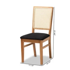 Set Of 2 Idris Fabric Upholstered Rattan Dining Chairs Black/Oak Brown - Baxton Studio -Baxton Studio GUEST b0073da7 301c 47a5 af0b 3e6844c47757