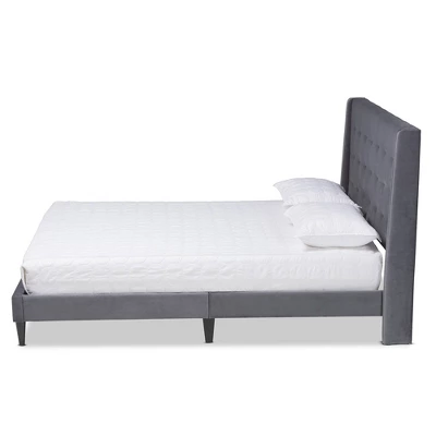 Gothard Velvet Fabric Upholstered And Wood Platform Bed - Baxton Studio 4 Gothard Velvet Fabric Upholstered And Wood Platform Bed - Baxton Studio - Image 2