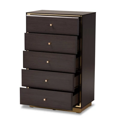 Cormac Wood And Metal 5 Drawer Storage Chest - Baxton Studio 3 Cormac Wood And Metal 5 Drawer Storage Chest - Baxton Studio