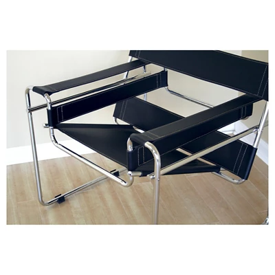 Jericho Leather Accent Chair Black - Baxton Studio 3 Jericho Leather Accent Chair Black - Baxton Studio