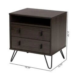Glover Wood And Metal 2 Drawer Nightstand Brown/Gold - Baxton Studio -Baxton Studio GUEST b0a2ae47 d030 4e8c a393 e3167f089db5