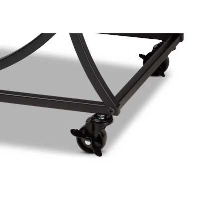 Dania Antique Vintage Industrial Metal And Wood Mobile Wine Bar Cart Black/Walnut - Baxton Studio 7 Dania Antique Vintage Industrial Metal And Wood Mobile Wine Bar Cart Black/Walnut - Baxton Studio - Image 5