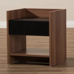 Vanda Modern And Contemporary Two - Tone Wood 1 - Drawer Nightstand - Brown - Baxton Studio -Baxton Studio GUEST b12e32db c5f1 4fb4 ae97 6443f7370d46