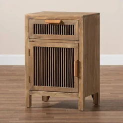 Clement 1 Door And 1 Drawer Wood Spindle Nightstand Brown - Baxton Studio -Baxton Studio GUEST b1a1c6b7 3ba6 4b1d b557 7695d638de48