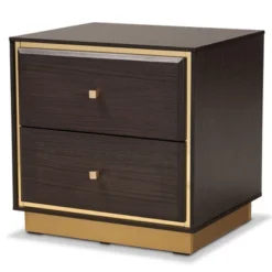 Cormac Wood And Metal 2 Drawer Nightstand - Baxton Studio -Baxton Studio GUEST b2c608a8 d9fc 40b8 b4c6 0872e510b206