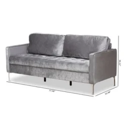 Baxton Studio Clara Velvet Fabric Upholstered 3 Seater Sofa Gray - BaxtonStudio -Baxton Studio GUEST b2d55ca0 baf3 4824 9210 d49e29d16086