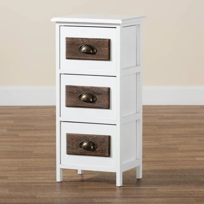Fanning Two-Tone Wood 3 Drawer Storage Unit White/Brown - Baxton Studio 9 Fanning Two-Tone Wood 3 Drawer Storage Unit White/Brown - Baxton Studio - Image 7