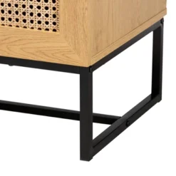 Sawyer Wood And Metal 3 Drawer Storage Cabinet With Natural Rattan Oak Brown/Black - Baxton Studio -Baxton Studio GUEST b34a25d9 2943 4c53 be9d 8f87b5e92932