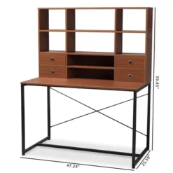 Edwin Rustic Industrial Style Wood And Metal 2 In 1 Bookcase Writing Desk Brown/Black - Baxton Studio 11 Edwin Rustic Industrial Style Wood And Metal 2 In 1 Bookcase Writing Desk Brown/Black - Baxton Studio -Baxton Studio GUEST b379882c 1285 4a67 bc7e 94497a85202d