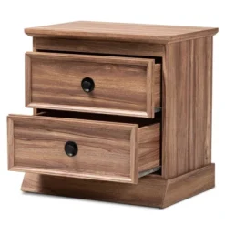 Ryker Oak Finished 2 Drawer Wood Nightstand Brown - Baxton Studio 15 Ryker Oak Finished 2 Drawer Wood Nightstand Brown - Baxton Studio -Baxton Studio GUEST b3e01721 05d2 4e75 bcd2 c5db8bf796c0