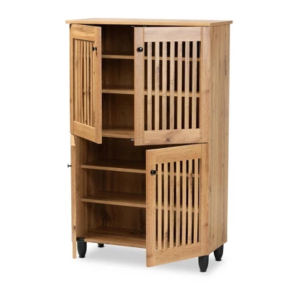 Fernanda Wood 4 Door Storage Cabinet Oak Brown/Black - Baxton Studio 3 Fernanda Wood 4 Door Storage Cabinet Oak Brown/Black - Baxton Studio