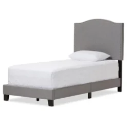Twin Benjamin Modern And Contemporary Linen Upholstered Arched Platform Bed With Nailhead - Baxton Studio -Baxton Studio GUEST b4f2d1f0 5598 4c01 b574 f4497285e771