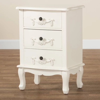 Callen Wood 3 Drawer Nightstand White - Baxton Studio 10 Callen Wood 3 Drawer Nightstand White - Baxton Studio - Image 8