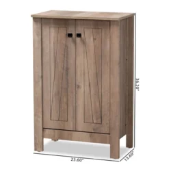 Derek Wood 2 Door Shoe Cabinet-Oak - Baxton Studio -Baxton Studio GUEST b5a0a56b 9483 438a bc4b b92370938f28
